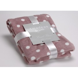 Plaid doudou rose pois